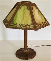 Antique Miller MLCO Slag Glass Lamp Model 235