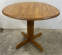 (J) Solid Wood Round Drop Leaf Side Table 35”