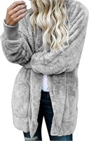 MED- Zilcremo Women Fuzzy Cardigan Winter Hooded