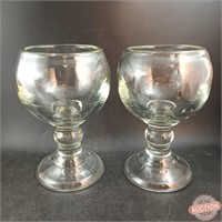 Two Very Thick Glass Beer Goblets