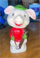 Ceramic Rabbit Bobblehead Figure, Made in Japan