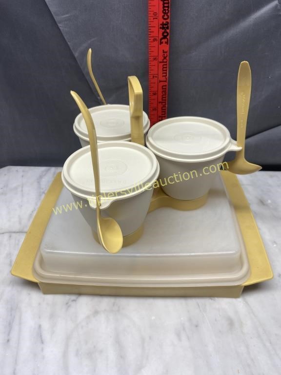 Tupperware egg tray and condiment caddy