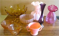 Art Glass Vases & Misc Depression Glass
