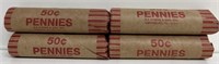 (4) ROLLS OF WHEAT PENNIES COINS