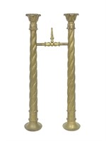 Pr Heavy Brass Yoked Candle Holders 26"