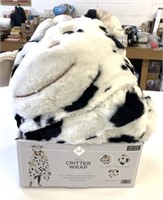 New Cozy Critter Wrap Sherpa Lined Blanket Cow
