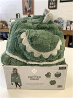 New Cozy Critter Wrap Sherpa Lined Blanket Green
