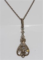 Art Deco boxed platinum & diamond pendant