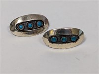 .925 Sterling Turquoise Elongated Screw Back
