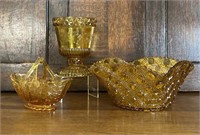 Three Amber Glass Pieces