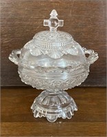 Daily & Button Clear Glass Covered Compote
