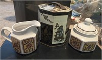 Vintage Biscuit Tin & Ridgway Tea ware