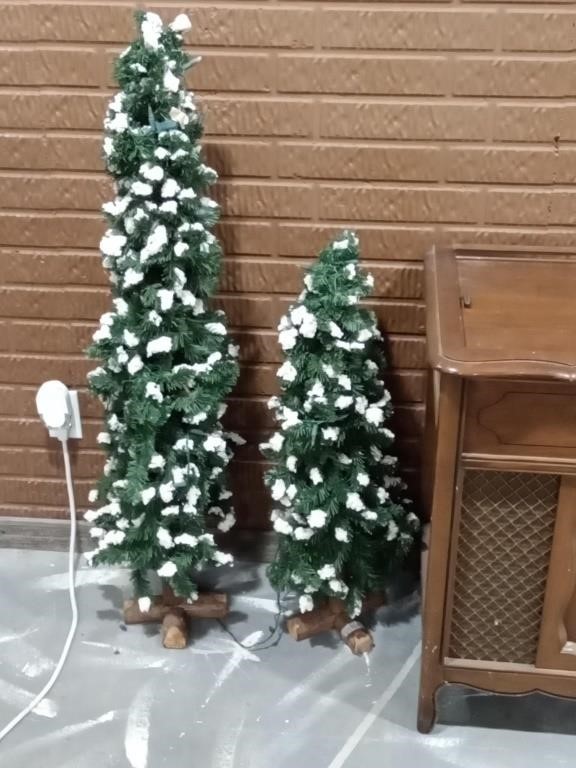 2 decorative pine trees