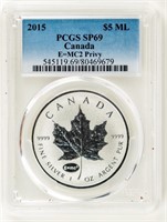 Coin 2015 Canada $5 Privy E=MC2-PCGS  SP69