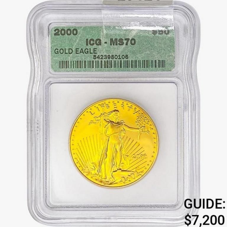 2000 US 1oz. Gold $50 Eagle ICG MS70