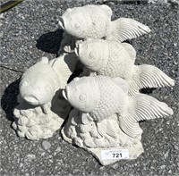 4 Koi Fish Concrete Garden Statues.