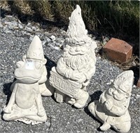 4 Concrete Garden Statues (Frog & Gnomes).