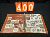 BOOK OF VARIOUS TOKENS, COINS, MINT TOKENS & MORE