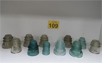 Vintage Insulators Assorted Blue & Clear Glass