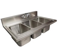 STAINLESS STEEL 3 COMPARTMENT DROPIN SINK W/