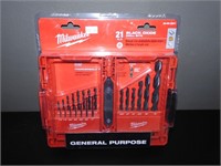 New Milwaukee 21pc Black Oxide Drill Bit Set