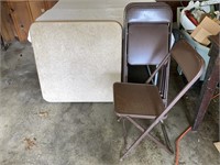 Vintage Card Table/4 Metal Chairs