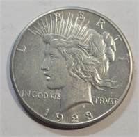 1928-P Peace Silver Dollar