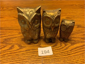 Set Of 4 Brass Owls