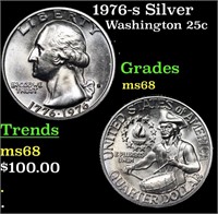 1976-s Silver Washington Quarter 25c Grades GEM+++