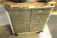 Rolling Wood Top Tool Cabinet