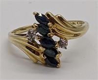 10 Kt Yellow Gold Marquise Sapphire Ring
