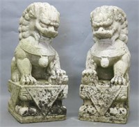 PAIR OF OLD CARVED CHINESE MARBLE FOO DOGS