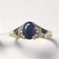 $1200 10K  Sapphire(1ct) Diamond(0.02ct) Ring