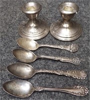 Sterling Silver Candle Holders & Spoons