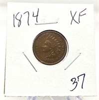 1874 Cent XF