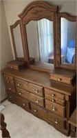 Solid oak hand-built vanity, base is 64in wide