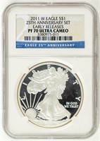 Coin 2011-W Silver Eagle 25th Anniv NGC PF70UC
