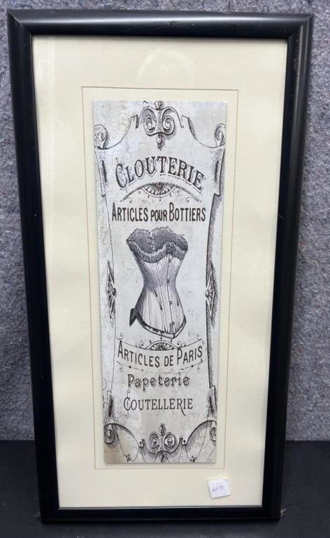 Vintage Paris Corsette Poster Framed In