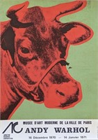 Rare Andy Warhol: Musee d'Art Moderne Cow 27 x 19"