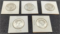 (5) 1964 Kennedy Half Dollars Unc.