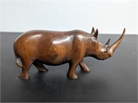 Vintage Hand Carved Wood Rhino