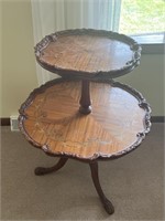 Two Tier Wood Round Table- 33”x25”