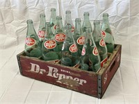 Wood Dr. Pepper Bottle Crate / Carrier W/ Bottles