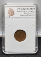 1903 Slab Indian Head Cent VF/XF