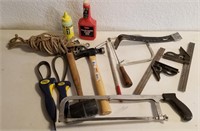 Lot Of Misc Tools, Jack Oil, Rope