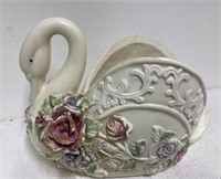 Beautiful Vintage Ornate Swan Vase  k