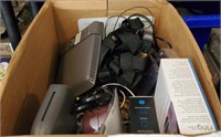 Box with miscellaneous, including router's