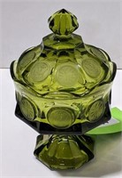 Coin Glass Covered  Pedestal Candy Dish