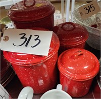 Red Graniteware Canisters