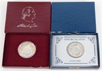 (2) 1982 George Washington Commemorative Silver